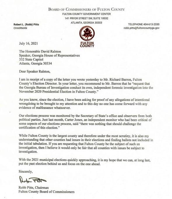 Robb Pitts letter