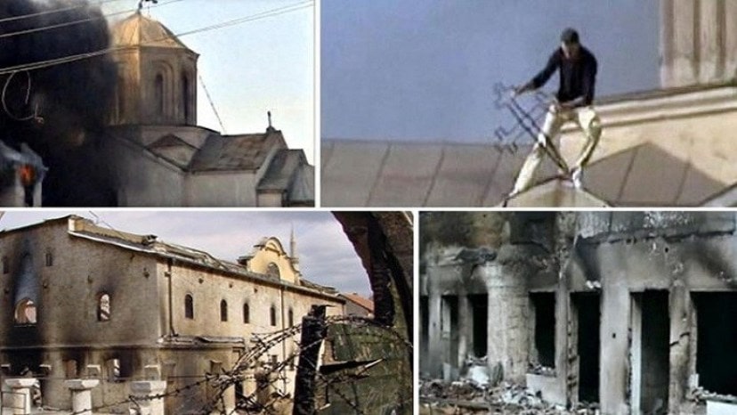 Kosovo Albanians destroying Serbian churches