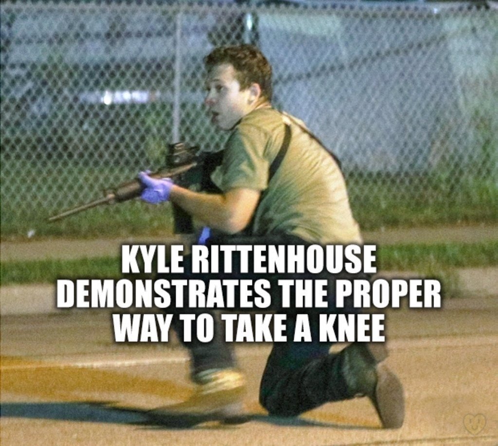 Kyle Rittenhouse demonstrates the proper way to take a knee | Meme