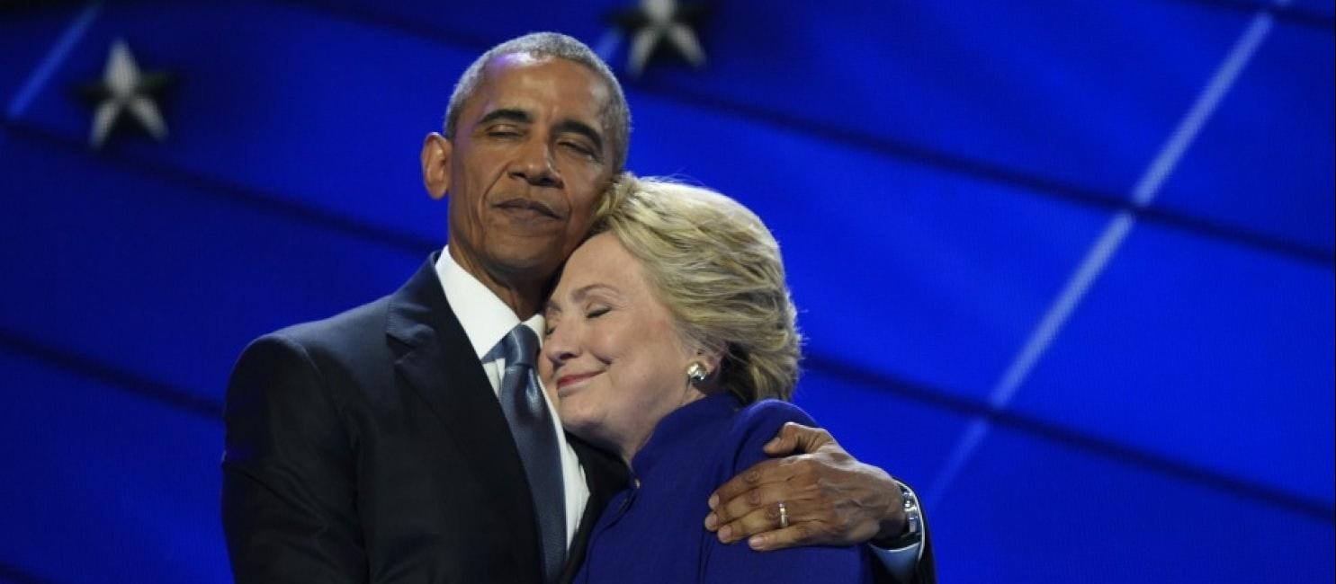 Hillary hugging Obama