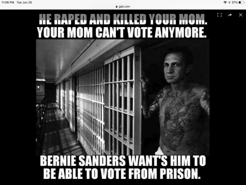 Bernie Sanders support for felons voting