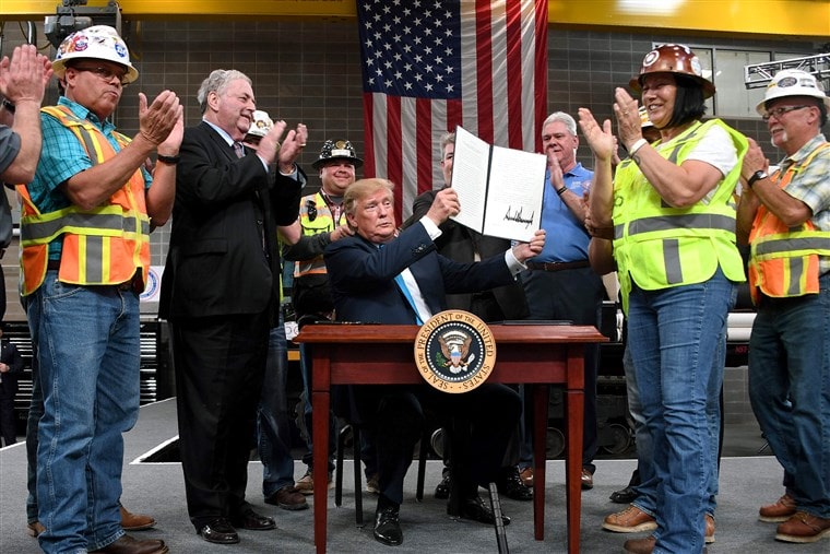 Trump with Hardhats